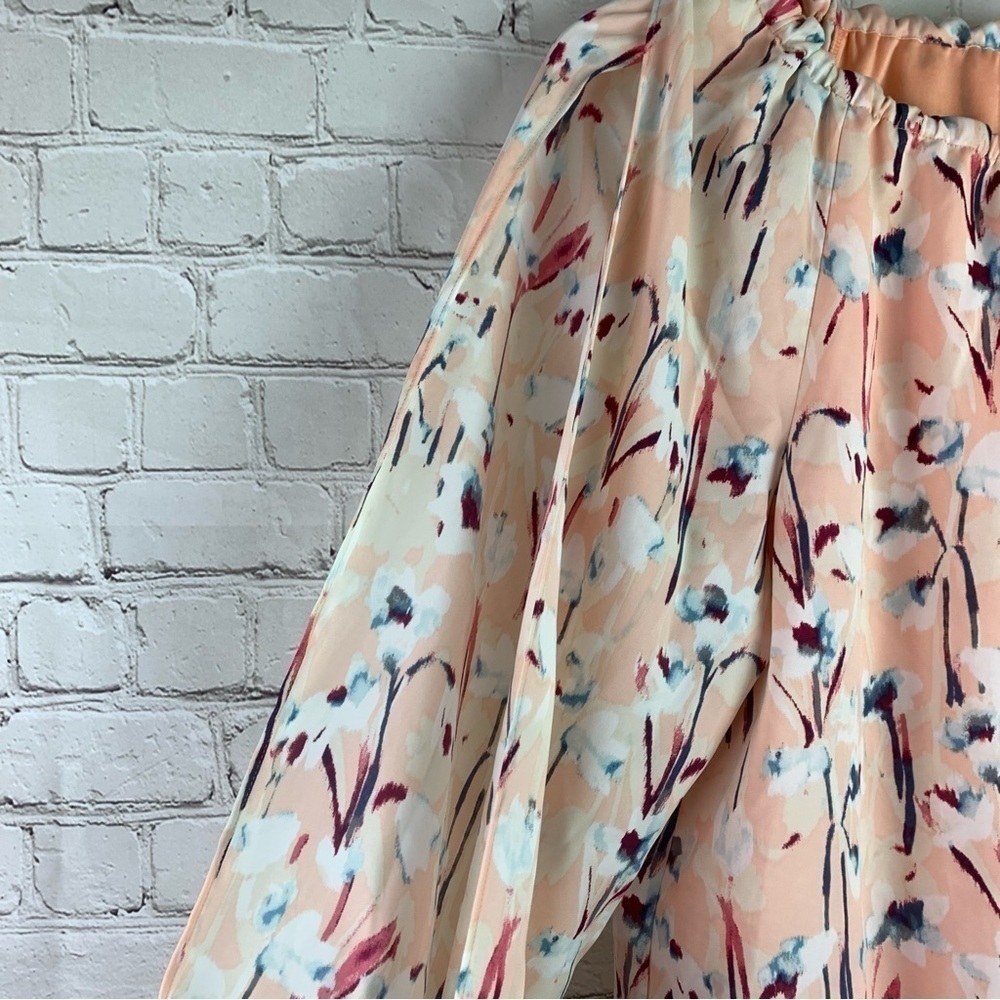 HAUTE Hippie Tribe Peach Floral Cold Shoulder Blouse Small - Picture 4 of 9